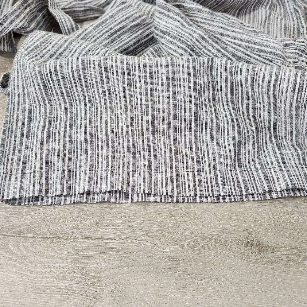 1. State Linen (sz 12) Blend Wide Leg V Neck Grey Striped High Waist Jumpsuit - Picture 11 of 12